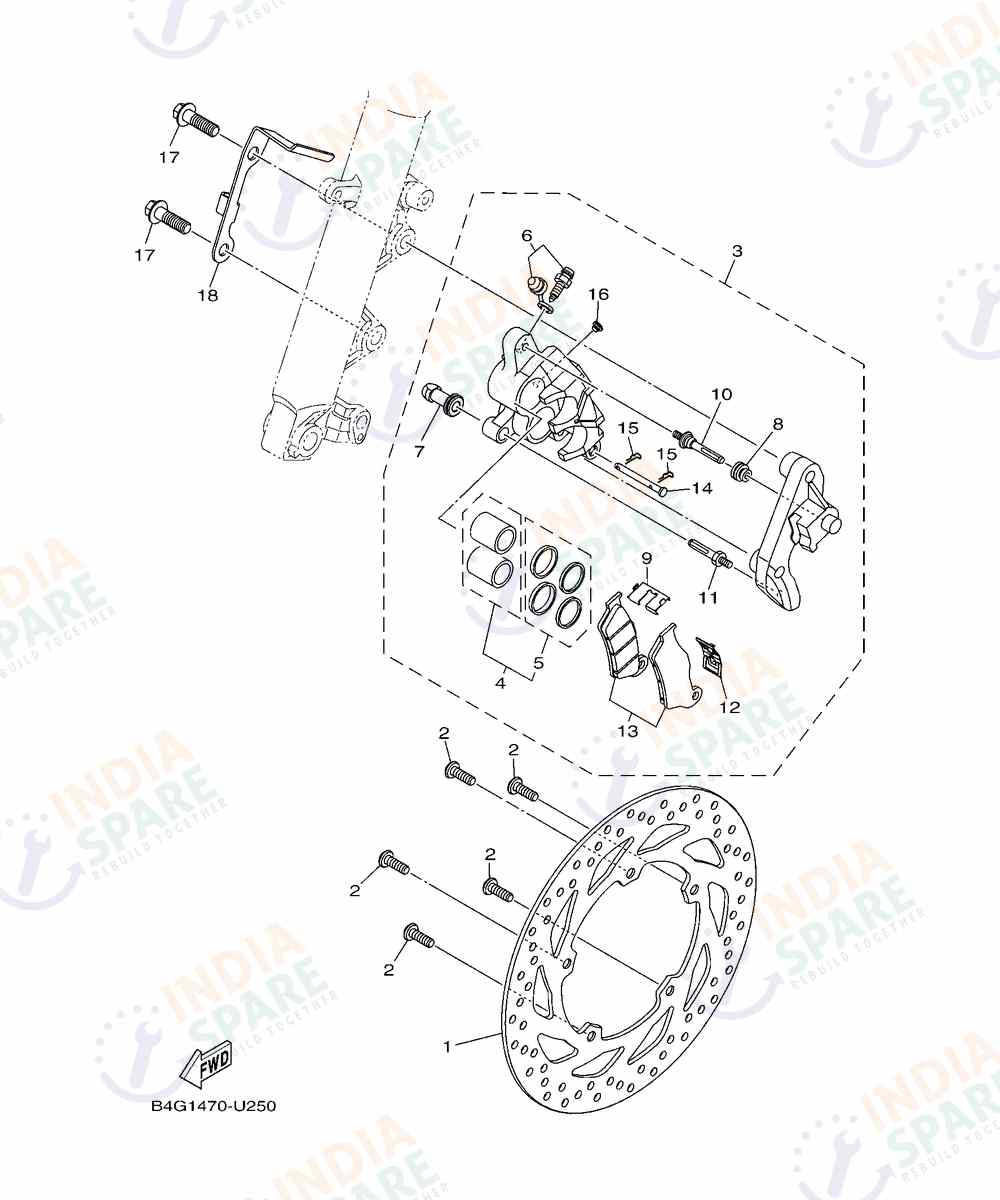 YAMAHA BST3 FZS V4 Series FRONT BRAKE CALIPER